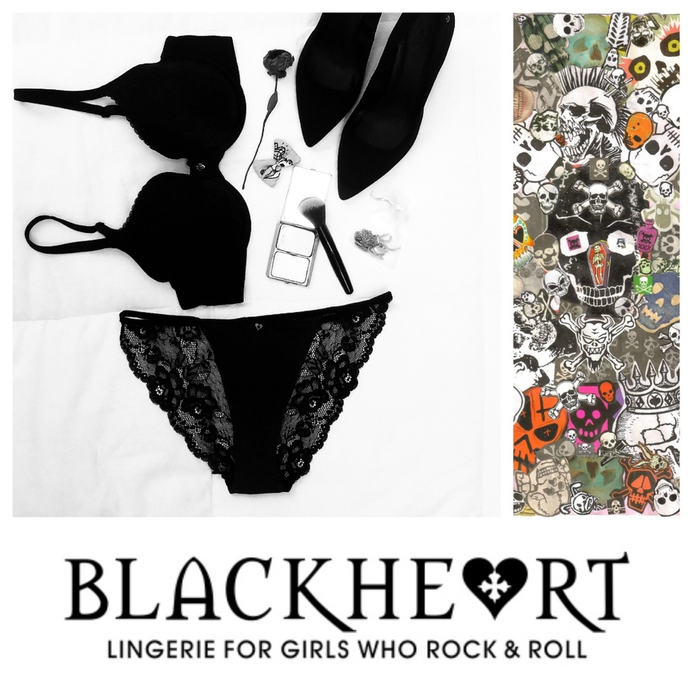 Hot Topic Gray Pendant Black Lace Bikini Briefs